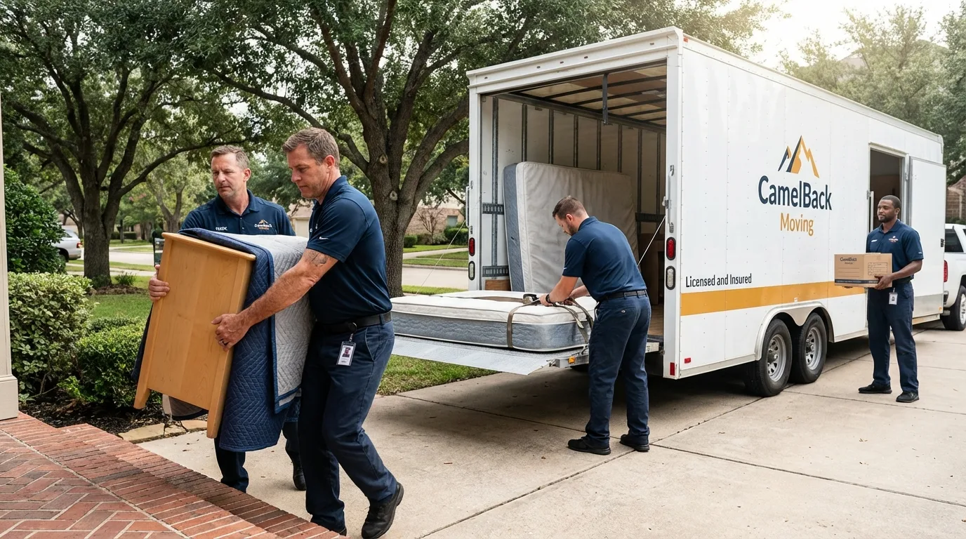 Crew loading residential truck for cross-state move from Springfield, SD